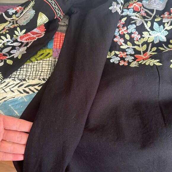 Free People Fleur Du Jour Embroidered Floral Shift Mini Dress Black Sz Medium - Picture 10 of 11